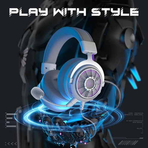 Vista 15 de EKSA Auriculares para juegos con micrófono para PS5 PS4 PC Switch Xbox One, auriculares sobre la oreja con micrófono desmontable con cancelación