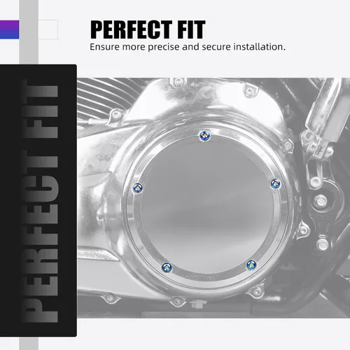 Vista 2 de NICECNC 5 tornillos de cubierta Derby de aleación de titanio azul compatibles con Harley Road Glide FLTRX 2015-2022, Heritage Softail Classic FLSTC