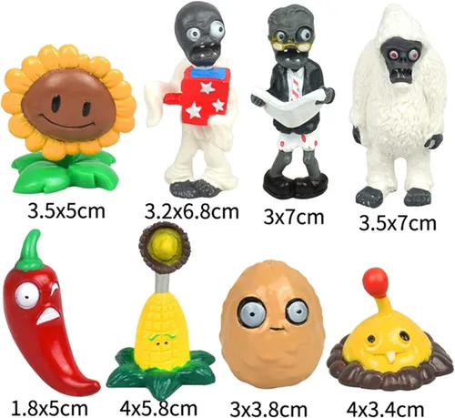 Vista 2 de JHESAO Juego de 16 juguetes de plantas PVZ, figuras de zombis, serie PVZ, juguetes de PVC de felpa, gran regalo para niños y fanáticos, cumpleaños
