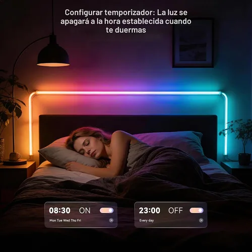 Vista 8 de MIWISE Tira de luces LED COB USB de 5 V, tira LED RGB inteligente IC con control de aplicación, sincronización de música direccionable por