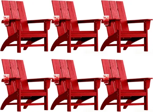 Vista 34 de Silla Adirondack moderna, sillas de patio de plástico HDPE para todo tipo de clima, silla para hoguera, sillas de césped al aire libre para terraza