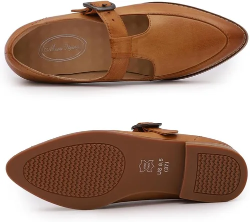 Vista 4 de Mona Flying Mocasines de cuero para mujer, estilo informal, planos, para mujeres y jóvenes