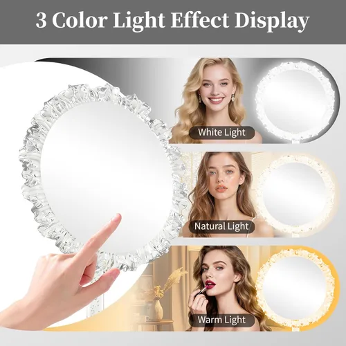 Vista 3 de 10 inch Lighted LED Makeup Mirror with 3 Color Lighting Modes