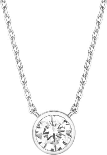 Vista 5 de PAVOI 14K Gold Plated Circle CZ Solitaire Necklace Elegant Bezel Pendant Dainty Cubic Zirconia Halo Choker Necklaces for Women