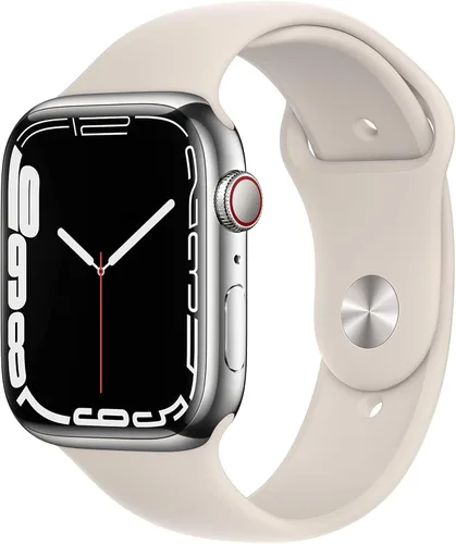 Vista 4 de Apple Watch - Serie 7 con GPS + celular y caja de aluminio Starlight de 1.61 pulgadas (41mm) con correa deportiva Starlight, tamaño regular