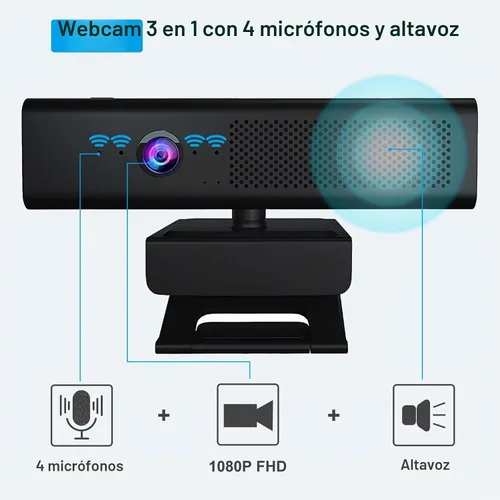 Vista 2 de Cámara y altavoz con micrófono para computadora de escritorio