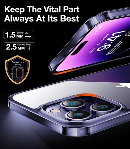 Vista 3 de TORRAS Diamond Clear - Funda diseñada para iPhone 14 Pro Max [tecnología antiamarilleamiento] [protección resistente] Funda para iPhone 14 Pro Max