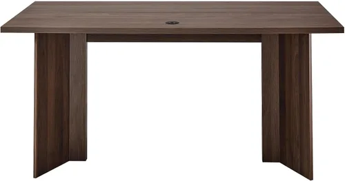 Vista 9 de VEVOR Escritorio ejecutivo de 63 pulgadas, mesa de oficina rectangular grande y moderna, mesa ejecutiva de madera resistente con orificio de Nogal