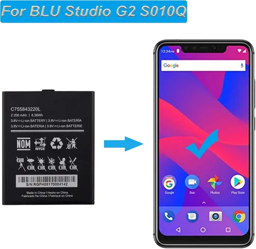 Vista 4 de Batería de repuesto C755843220L compatible con BLU Studio G2 S010Q con herramientas
