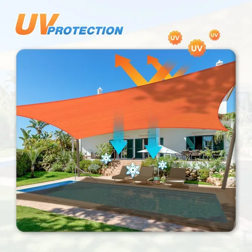 Vista 4 de TANG - Toldo tipo vela de 2 x 2 pies, rectangular, para dar sombra, protección UV, tela para sombra, cubierta para pérgola, para exteriores, patio