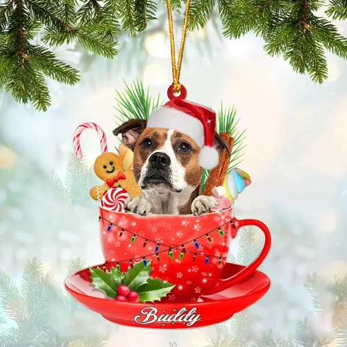 Vista 26 de Alaskan Malamute - Adorno de tetera de perro sentado en una tetera de Navidad, adorno de Navidad con nombre personalizado, adorno de automóvil