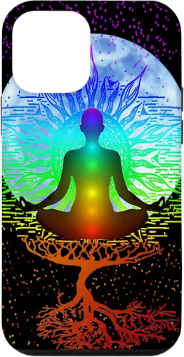 Vista 16 de Funda para iPhone 17 con diseño de árbol de la vida con diseño de luna y meditación