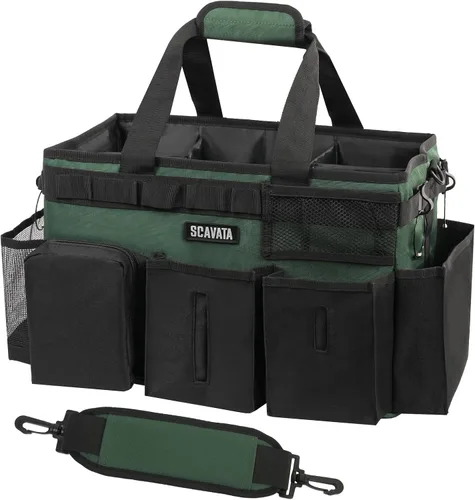 Vista 17 de SCAVATA Bolsa de aseo portátil, organizador de suministros con asa y correas para el hombro para amas de casa, organizador de herramientas