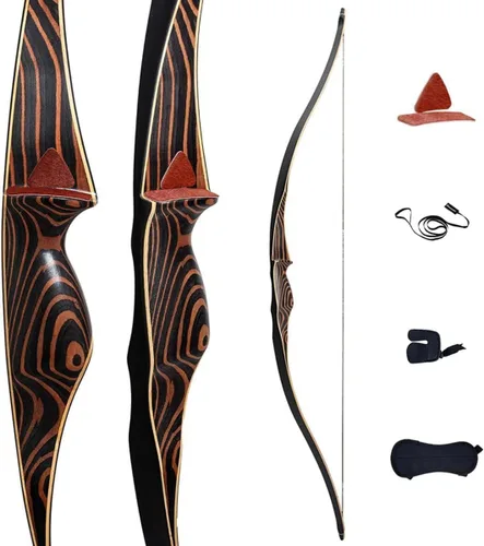 Vista 7 de Deerseeker Outdoor Archery 54" Traditional Bow Hunting Longbow with Bamboo Core Limbs Handmade Recurve Bow RH/LH for Targeting Practice Shooting