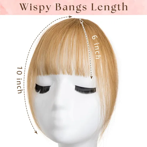 Vista 5 de Flequillo con clip, extensiones de cabello humano 100 % real, flequillo con clip para mujer, extensiones curvadas para uso diario