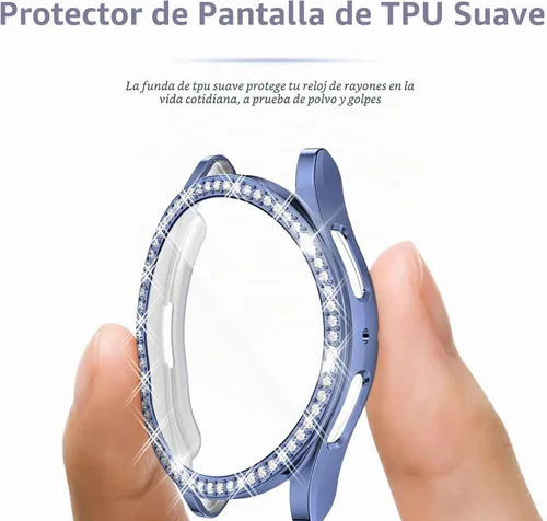 Vista 6 de RICHONE Compatible con Samsung Galaxy Watch 5 y Watch 4 y FE 40 mm Protector de pantalla Estuches de strass, Accesorios de cubiertas protectoras