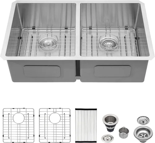 Vista 15 de Logmey Fregadero de cocina de doble tazón Acero inoxidable