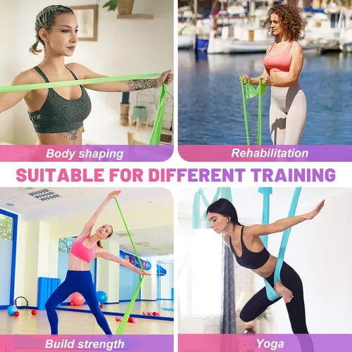 Vista 6 de 5 bandas de resistencia, bandas elásticas profesionales de ejercicio para fitness, yoga, pilates, estiramiento, entrenamiento de fuerza, bandas