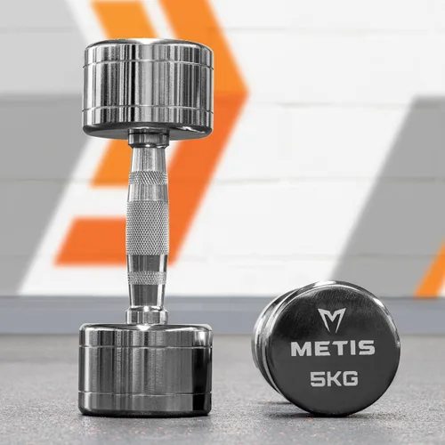 Vista 4 de METIS Mancuernas cromadas [5.5lbs-66lbs] Pesas libres Equipo de fitness