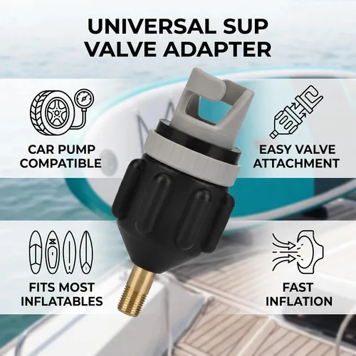 Vista 3 de Adaptador de bomba de barco inflable, convertidor de válvula de aire de compresor con accesorio de válvula de aire convencional estándar para bote