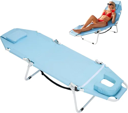 Vista 23 de ABORON - Silla de bronceado 3 en 1 extragrande con tapete y reposabrazos, tumbonas plegables resistentes, 5 posiciones para exteriores, para playa