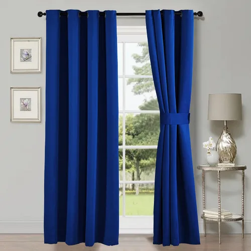 Vista 9 de HESTIN Juego de cortinas opacas de 4 piezas (incluye 2 paneles y 2 alzapaños), cortinas opacas con aislamiento térmico sólido con ojales