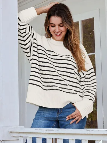 Vista 3 de LILLUSORY Women's Oversized Sweaters 2023 Fall Fuzzy Chunky Warm Pullover Sweater
