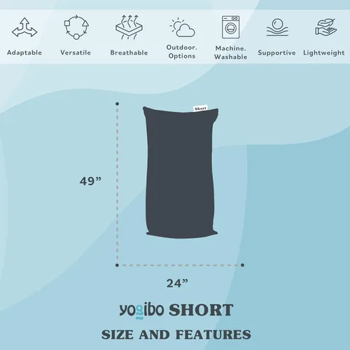 Vista 3 de Yogibo Puf corto para adultos, niños y adolescentes con relleno, suave, afelpado, cómodo, sensorial, sofá biplaza, funda lavable, neutro brillante