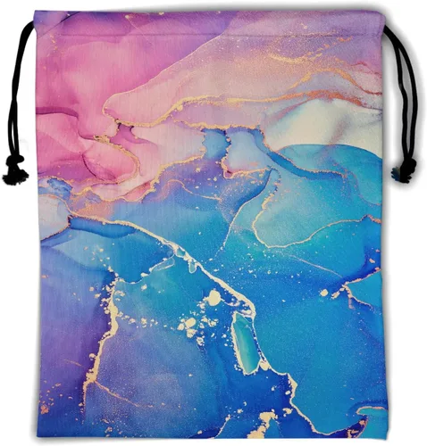 Vista 18 de Bolsa de agarre de gimnasia resistente al agua con cordón ajustable para Patrón de mármol de oro negro