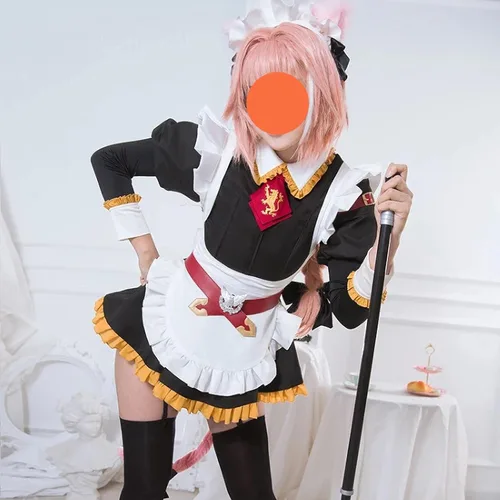Vista 2 de UWOWO FateGrand Order Astolfo Cosplay FGO Astolfo Apocrypha Maid Uniforme