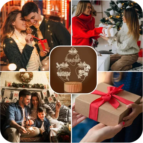 Vista 5 de Anywin Tres corazones sagrados, regalos católicos para mujeres/hombres, corazones de Jesús, luz nocturna, regalos de fe para Navidad, devocional