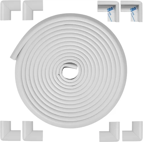 Vista 9 de Protector de esquina de espuma para bordes y esquinas, con parachoques de seguridad de espuma de 19 pies de longitud, protectores de esquina de mesa