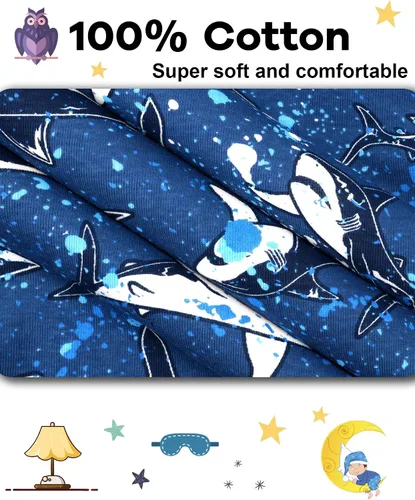 Vista 5 de DAUGHTER QUEEN Pijama para niños de 4 piezas, 100% algodón, talla 18 meses a 12 años