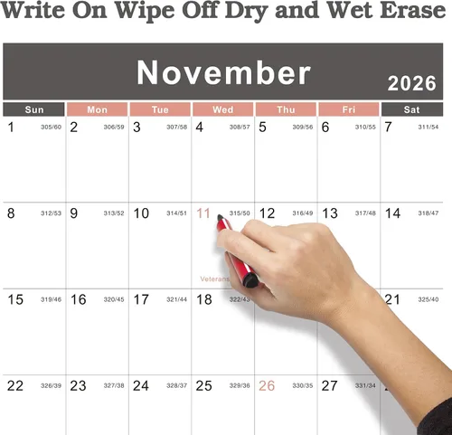 Vista 5 de Vibrant Focus Calendario anual de pared, calendario de pared anual 2026-2027 y planificador con papel grueso, julio 2026 a junio 2027, XL, 34.7 x