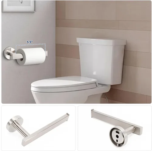 Vista 5 de NearMoon Juego de 5 piezas de accesorios de baño de acero inoxidable 304, juego de toallero cuadrado que incluye toallero de 16 pulgadas + anillo