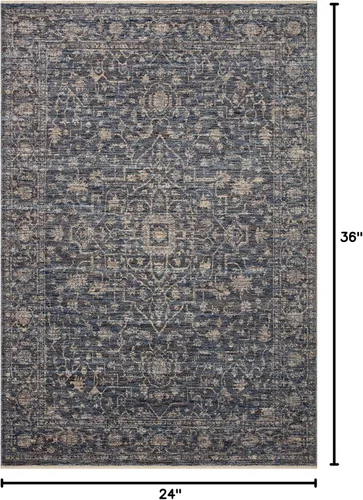 Vista 2 de Loloi Sorrento Collection SOR-01 Midnight/Natural - Alfombra decorativa de 2 pies x 3 pies SOR-01 Approx. 2x3 Black Entryway Kitchen, Vintage
