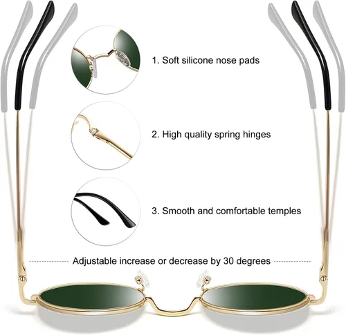 Vista 3 de Hippie Round Sunglasses for Women Men Small Circle Sun Glasses Polarized UV400 Protection
