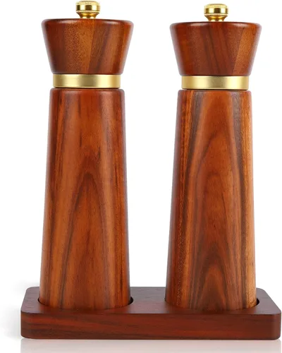 Vista 10 de Molinillo de pimienta de madera, molinillo de pimienta de madera, molinillo de sal recargable con grueso, molinillo de pimienta manual ajustable