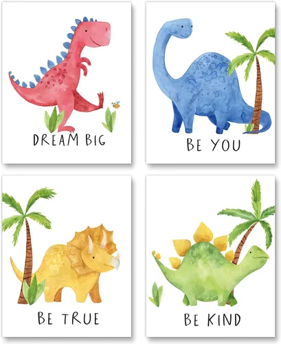Vista 6 de Gubrandin Póster de acuarela con frase motivacional, con cita motivacional, decoración de habitación del bebé, decoración de animales divertidos