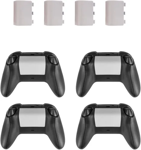 Vista 4 de E-outstanding 4 piezas de batería para puerta trasera de repuesto para Xbox OneXbox One S controlador inalámbrico, color blanco