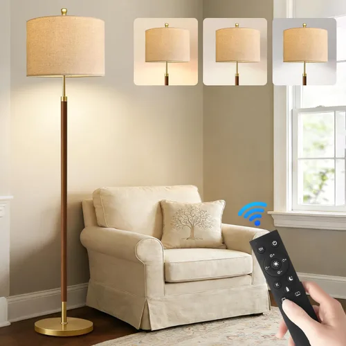 Vista 8 de ZECOXOL Lámpara de pie de arco para sala de estar, lámpara de pie moderna con control remoto, lámparas de pie de cristal regulables, lámpara de pie