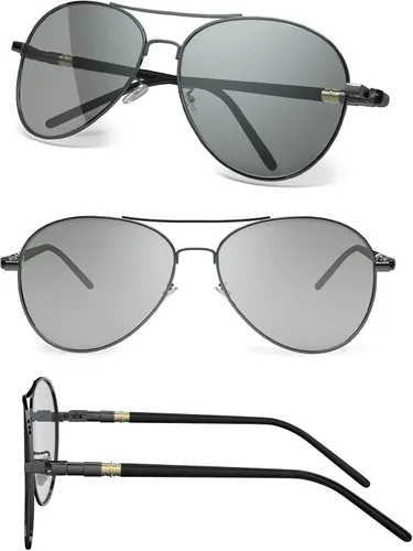 Vista 2 de TJUTR Gafas de sol fotocromáticas piloto para hombres con lente polarizada para conducir protección UV400 reduce el deslumbramiento
