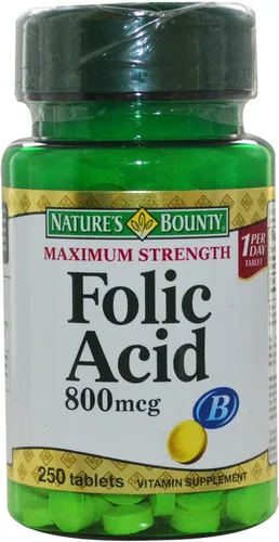 Vista 10 de Nature's Bounty Suplemento de Ácido Fólico, Apoya la Salud Cardiovascular, 800 mcg, 250 Tabletas