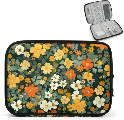 Vista 17 de Flowers Electronics - Funda organizadora de viaje, accesorios tecnológicos, bolsa de almacenamiento de cables para cables, cargador, teléfono, disco