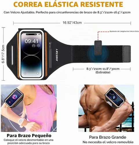 Vista 5 de Brazalete de teléfono para correr con soporte para auriculares Diseño 3D