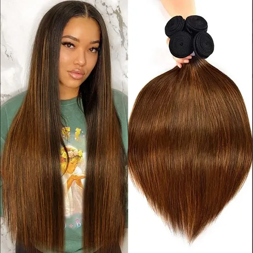 Vista 100 de Beauty Forever Yaki - Extensiones de cabello humano virgen mongol sin procesar, grado 12A, 3 paquetes de cabello humano virgen mongol sin procesar