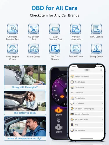 Vista 5 de ANCEL Escáner Bluetooth OBD2 BD300, lector de código de sistema completo y herramienta de diagnóstico para BMW con servicio de registro de batería
