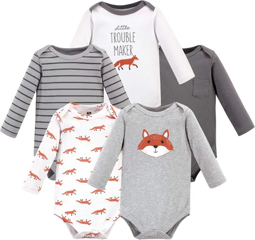 Vista 11 de Hudson Baby baby-boys Cotton Long-sleeve Bodysuits 5-pack