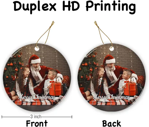 Vista 2 de Adornos de Navidad personalizados con foto, adorno de Navidad personalizado, decoración única para colgar del árbol de Navidad para baby shower, A1