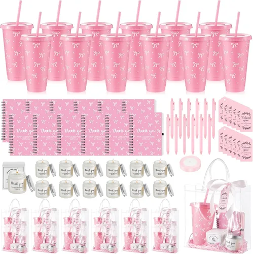 Vista 40 de Nuogo - Juego de 2 premios de ducha para padres para adultos, regalo de despedida de soltera, vaso de plástico, cuaderno con vela perfumada, bolsa